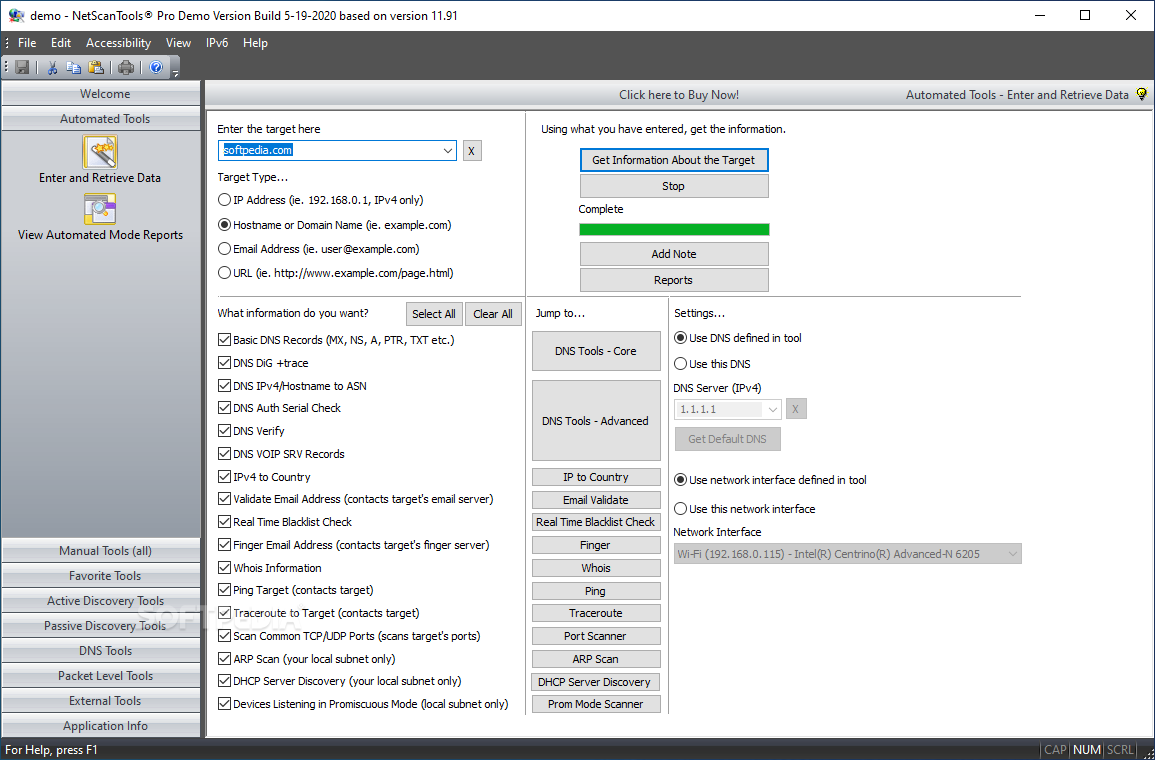 Screenshot von NetScanTools Pro