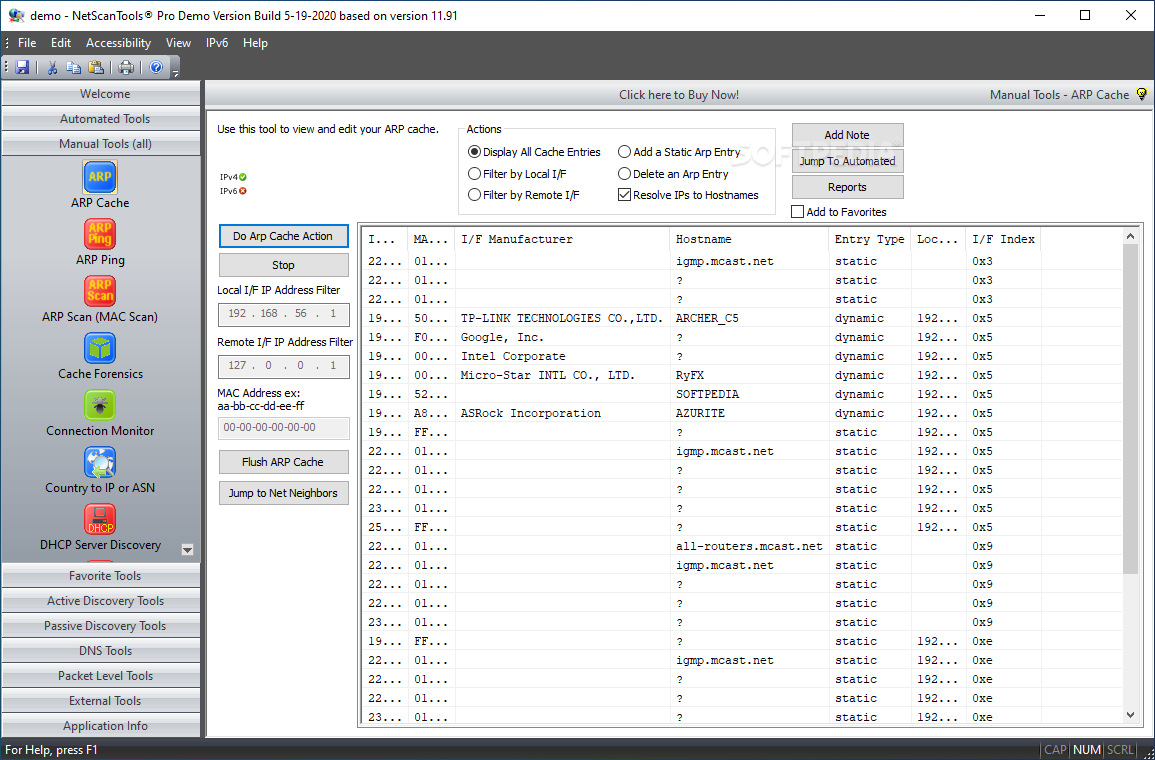 Screenshot von NetScanTools Pro