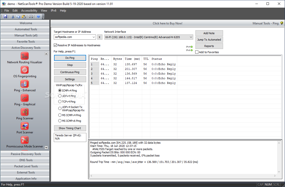 Screenshot von NetScanTools Pro