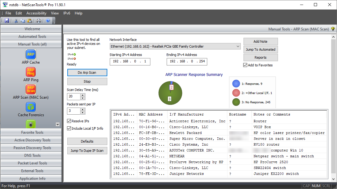Screenshot von NetScanTools Pro