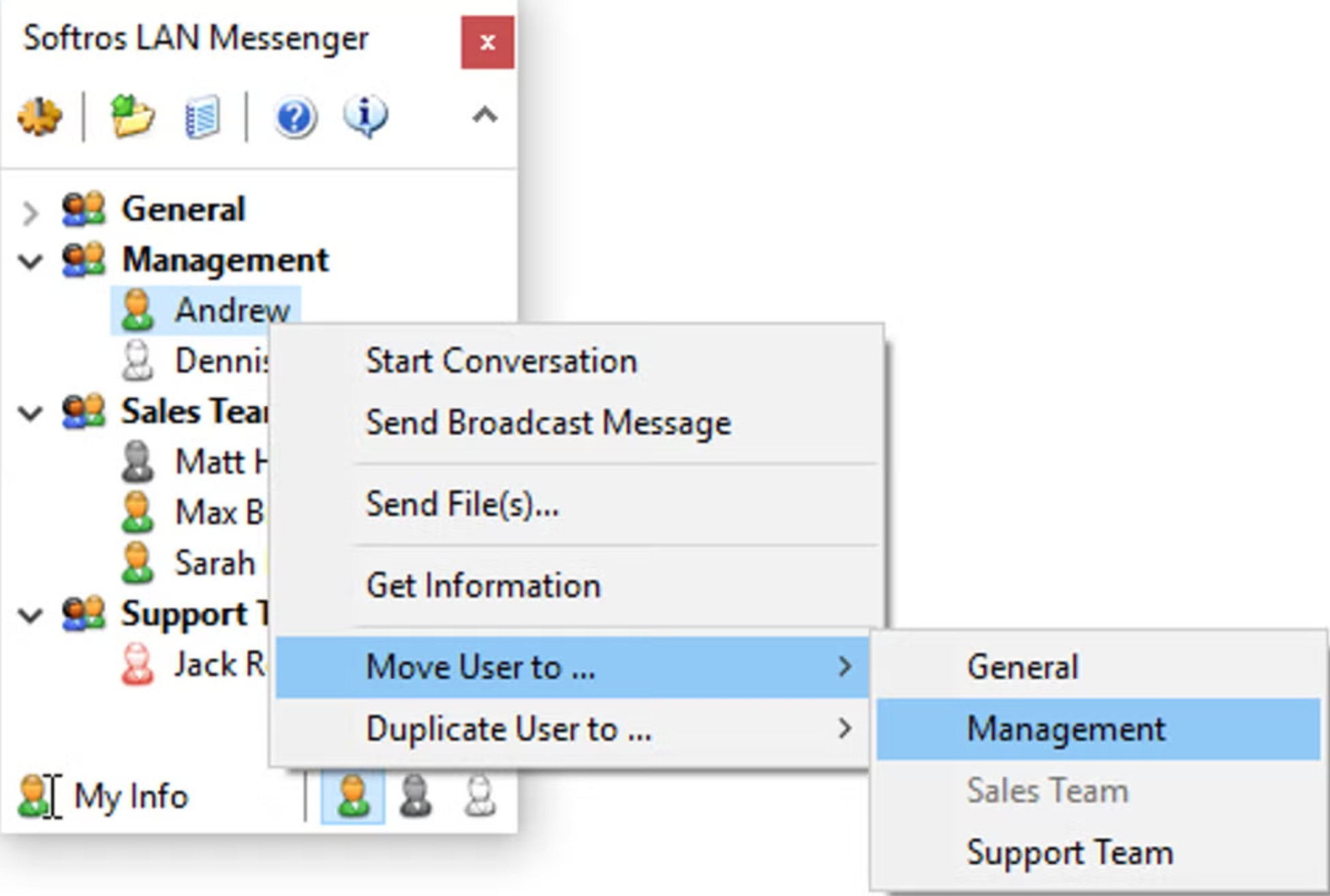 Screenshot von Softros LAN Messenger