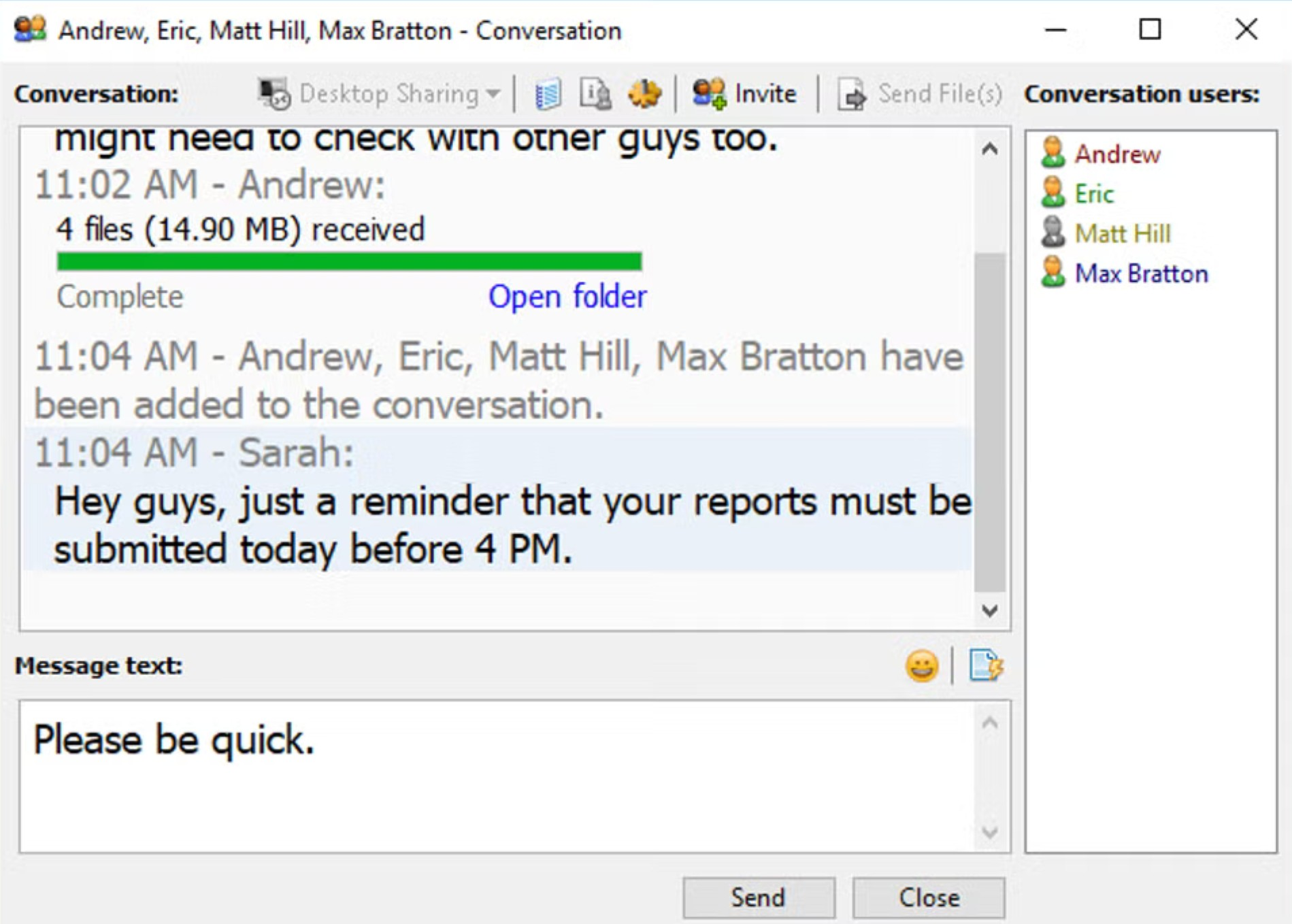 Screenshot von Softros LAN Messenger