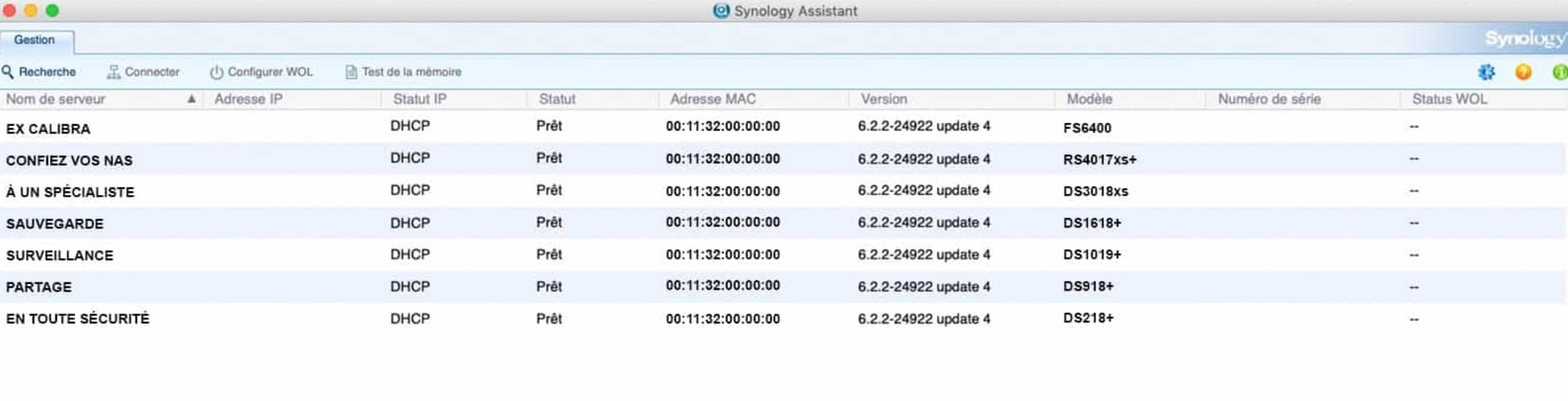 Screenshot von Synology Assistant