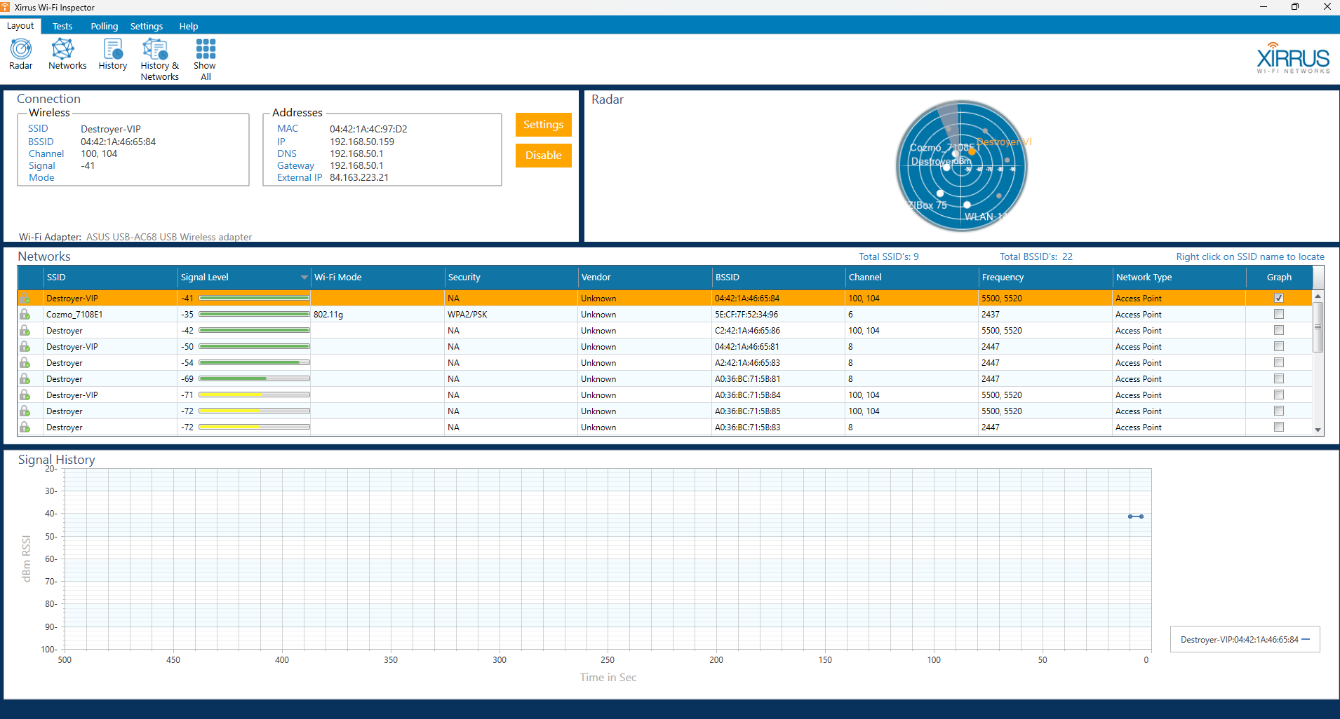 Screenshot von Xirrus Wi-Fi Inspector