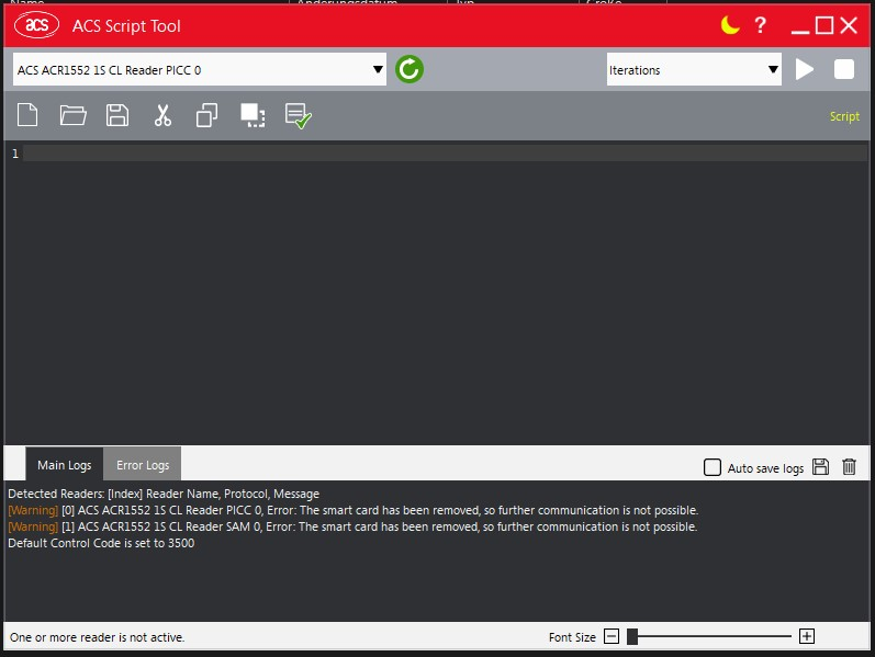 Screenshot von ACS Script Tool