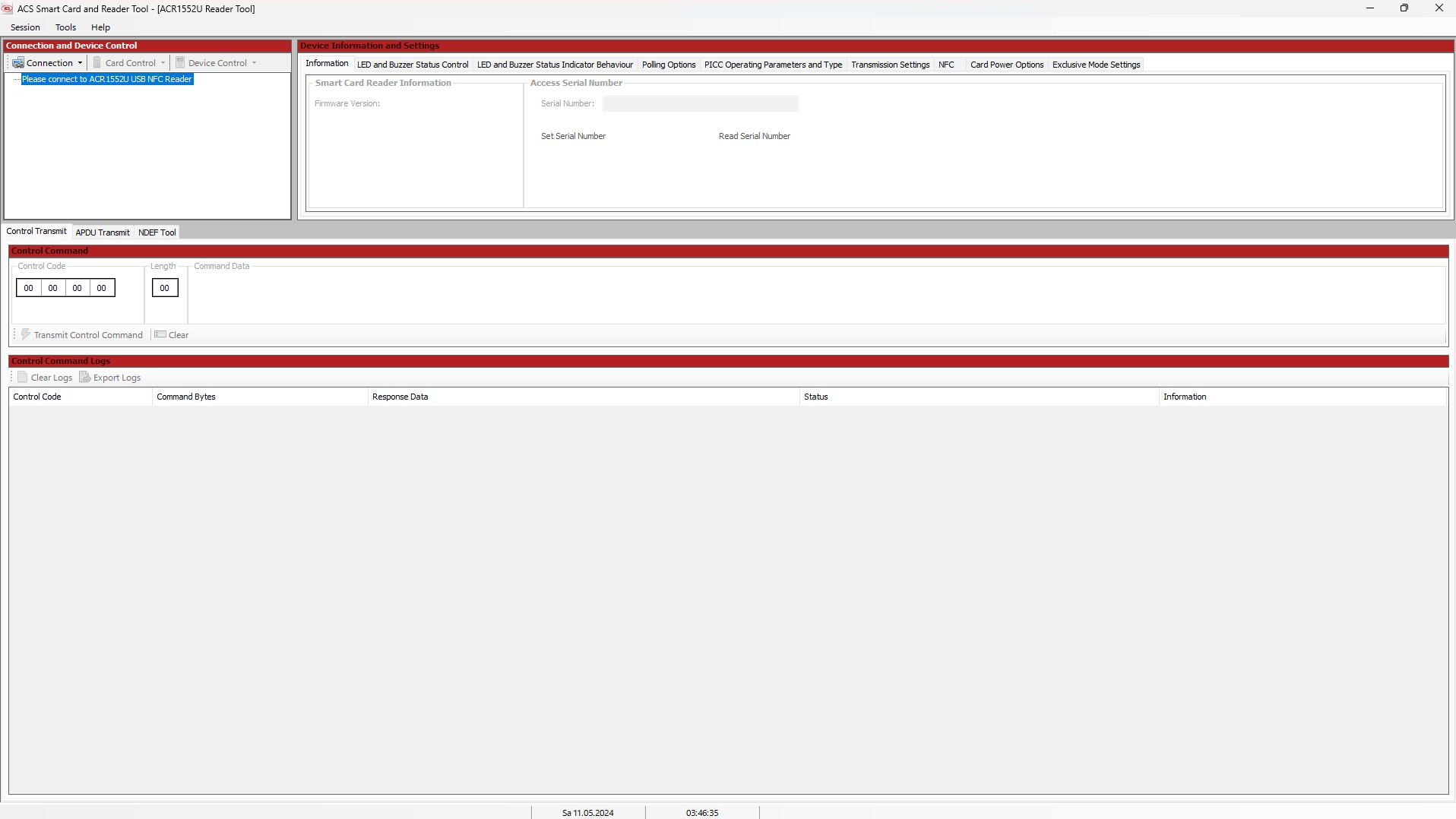 Screenshot von ACS Card & Reader