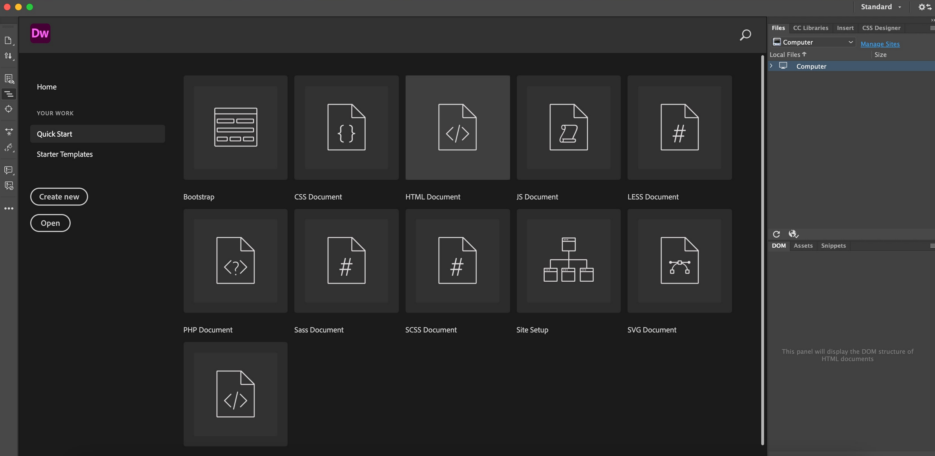 Screenshot von Dreamweaver