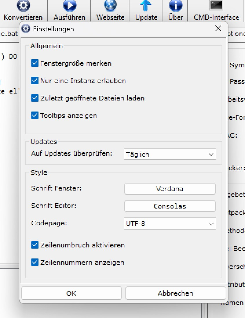 Screenshot von bat to exe Converter