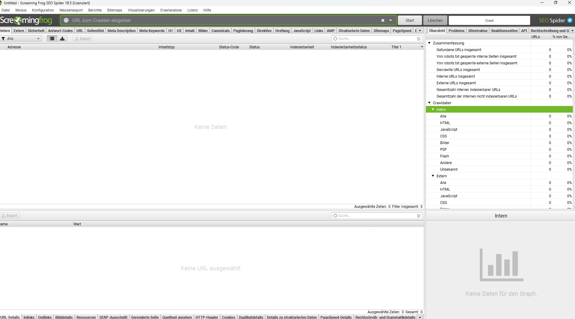 Screenshot von Screaming Frog SEO Spider