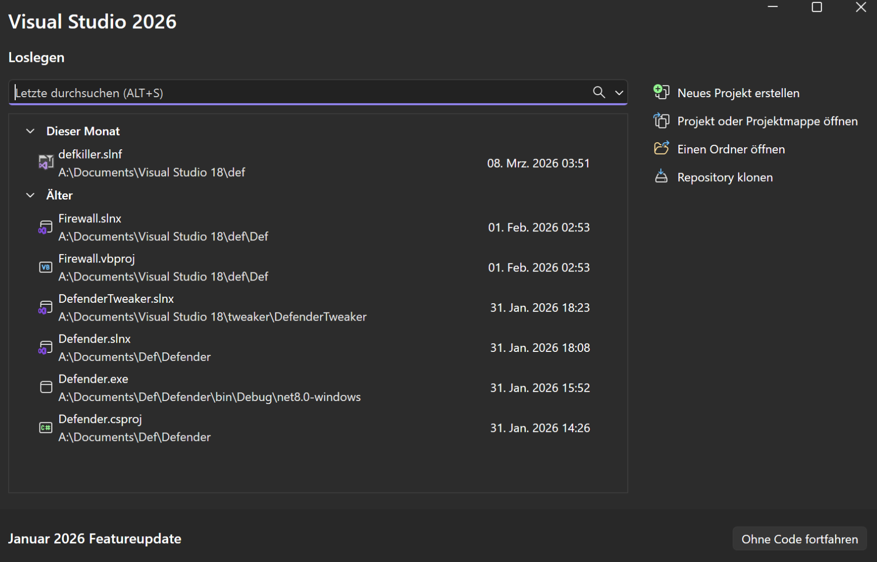 Screenshot von VisualStudio