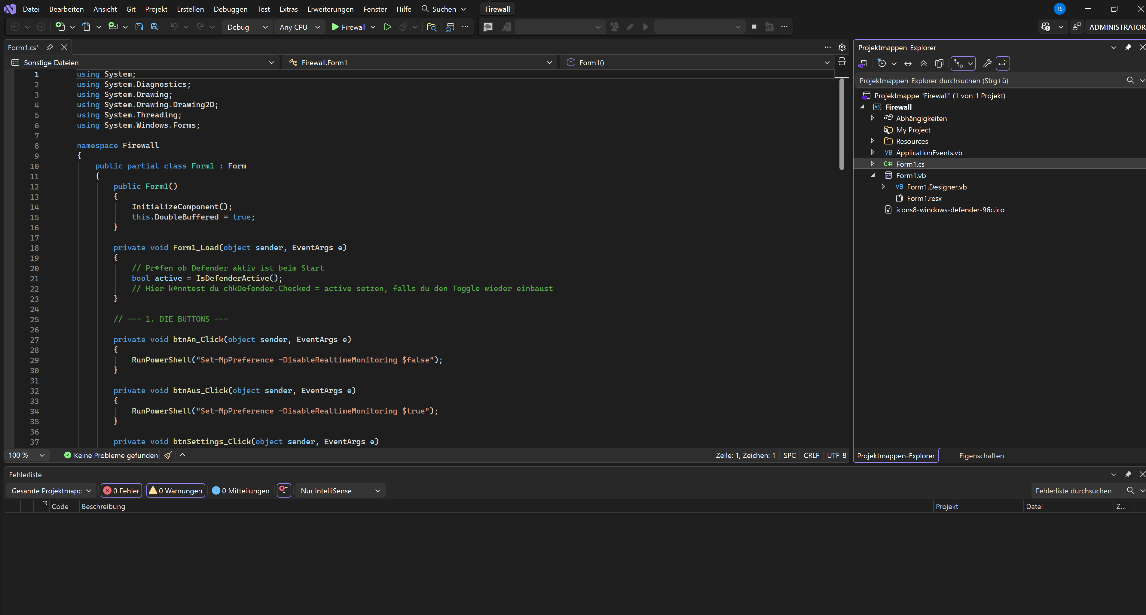 Screenshot von VisualStudio