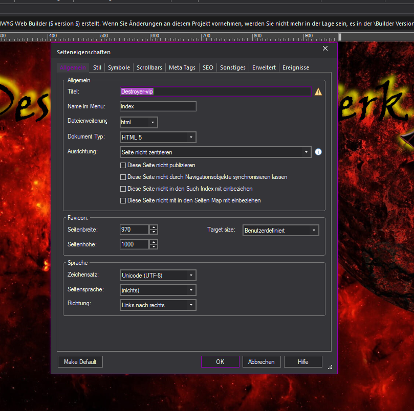Screenshot von WYSIWYG Web Builder