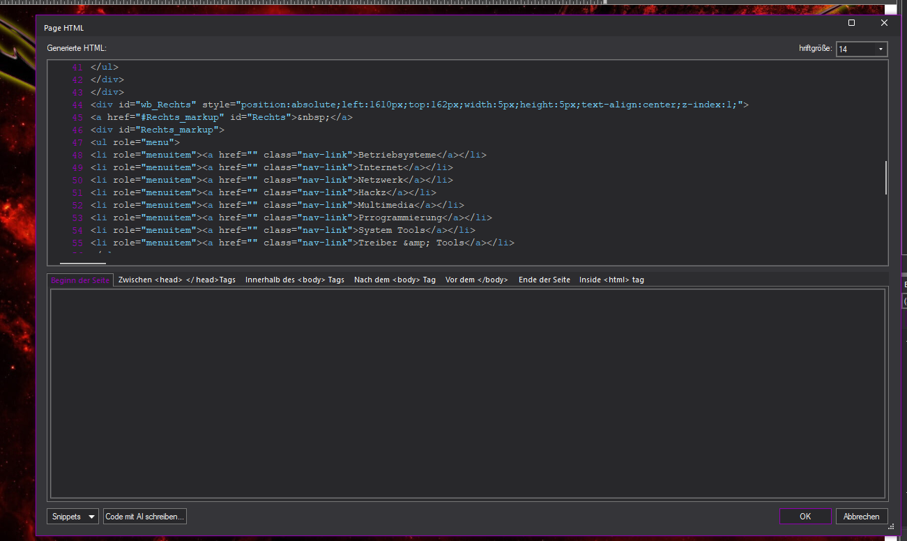 Screenshot von WYSIWYG Web Builder