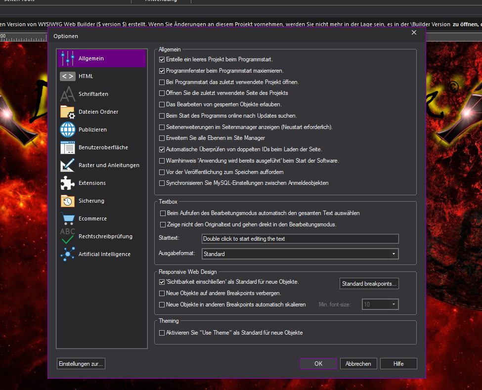 Screenshot von WYSIWYG Web Builder