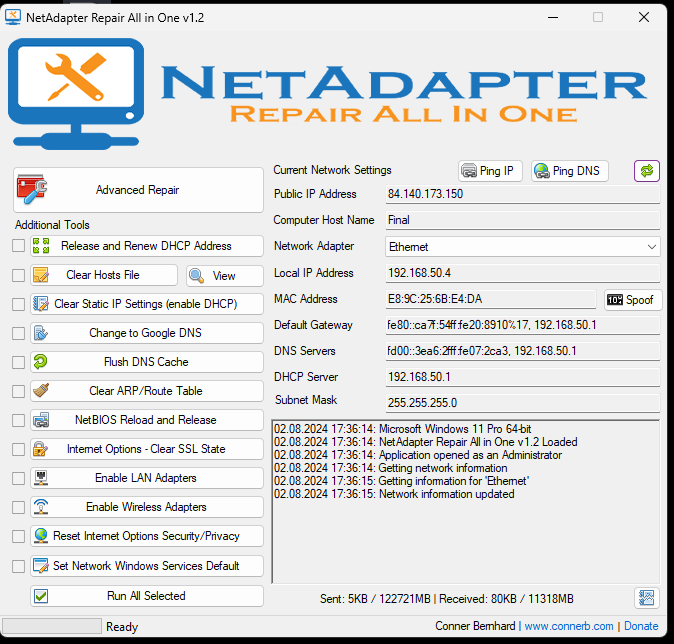 Screenshot von NetAdapterRepair
