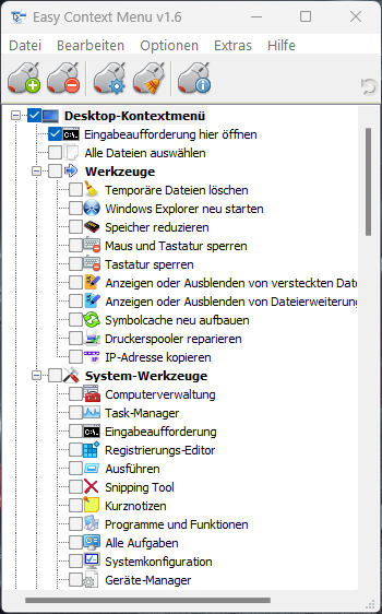 Screenshot von Easy Context Menu