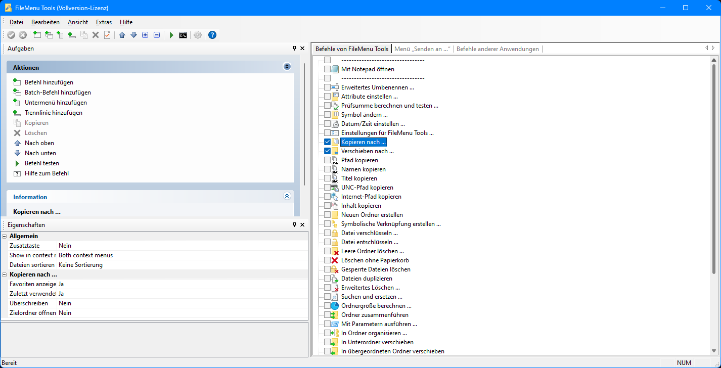 Screenshot von FileMenu Tools