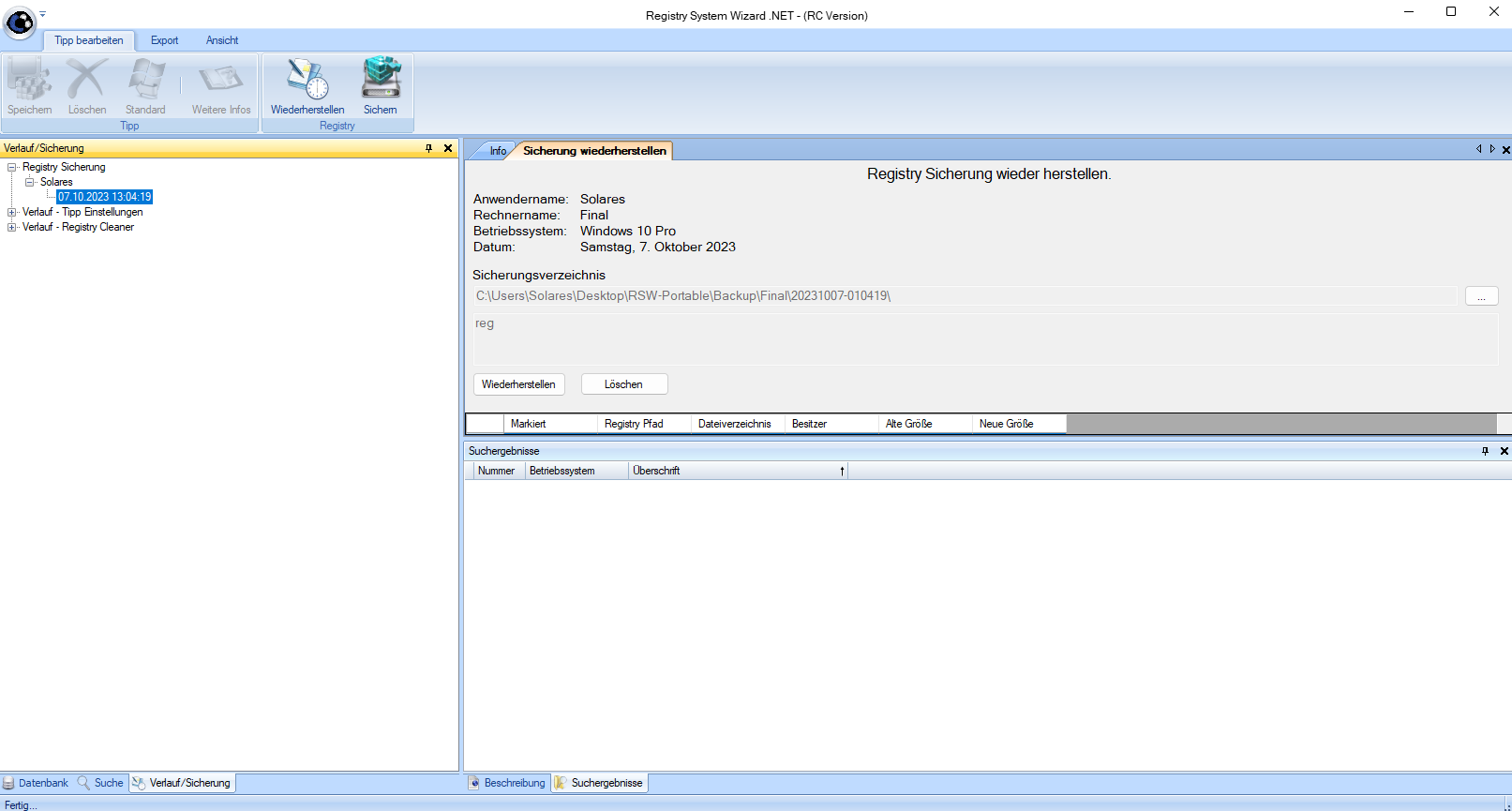 Screenshot von RSWand Portable