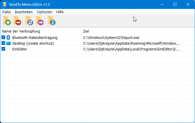 Screenshot von Send To Editor