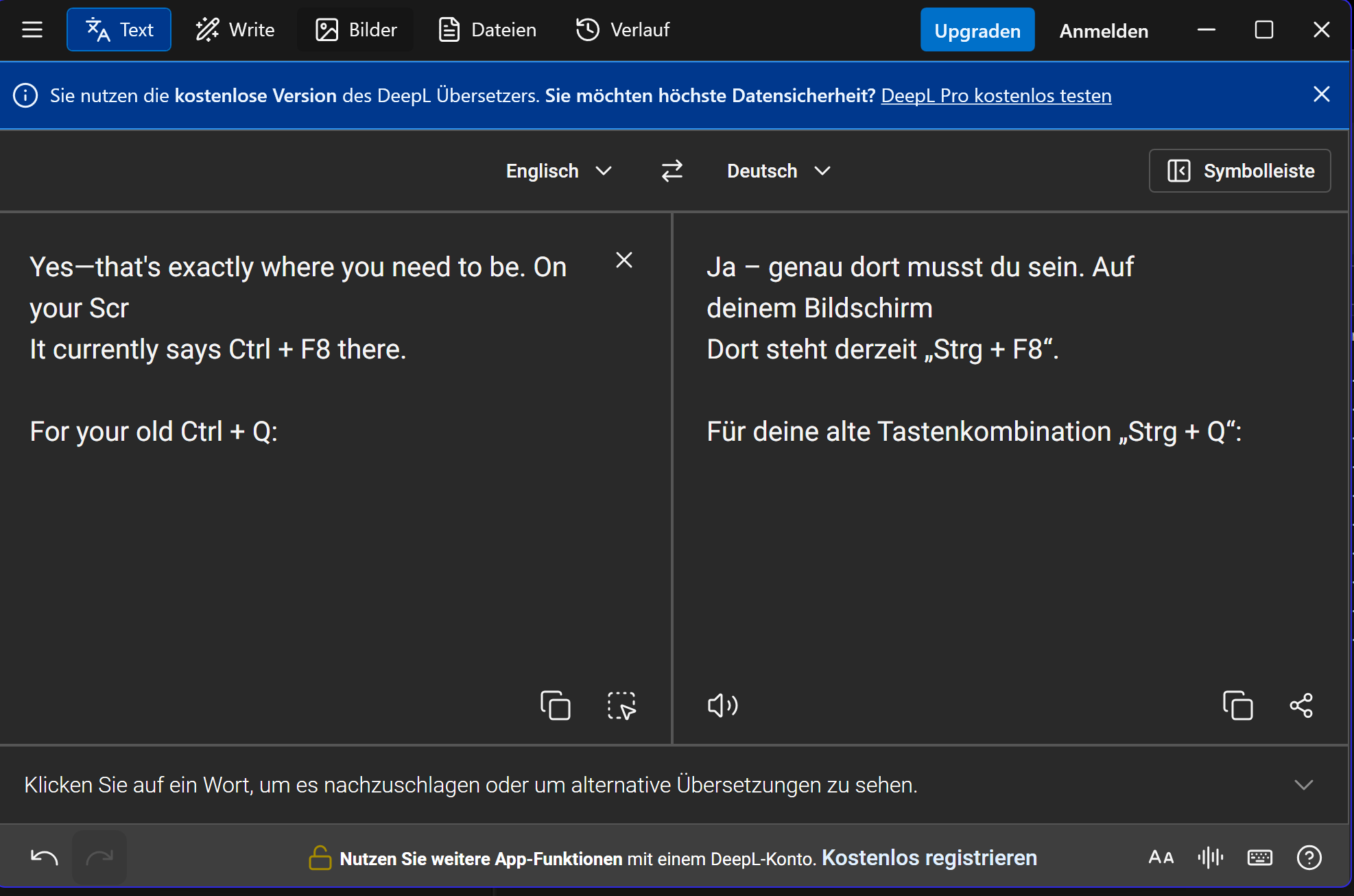 Screenshot von DeepL (Übersetzer)
