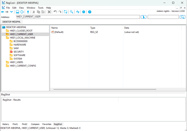 Screenshot von RegCool