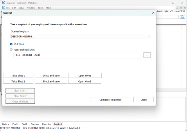 Screenshot von RegCool