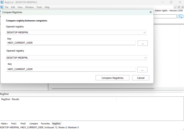 Screenshot von RegCool