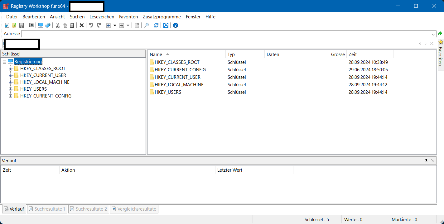 Screenshot von Registry Workshop