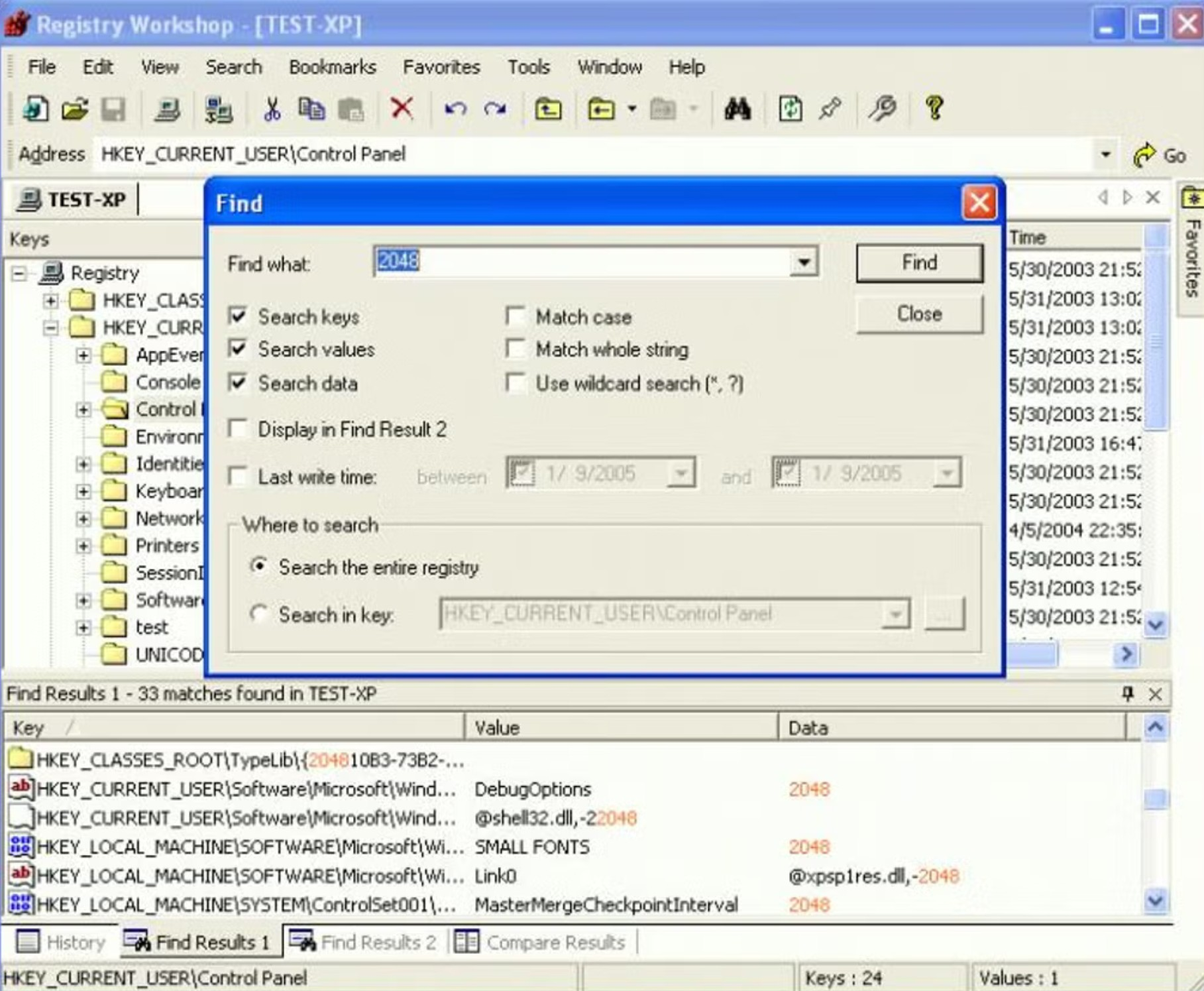 Screenshot von Registry Workshop