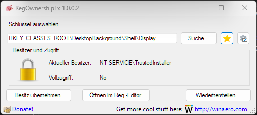 Screenshot von RegOwnershipEx