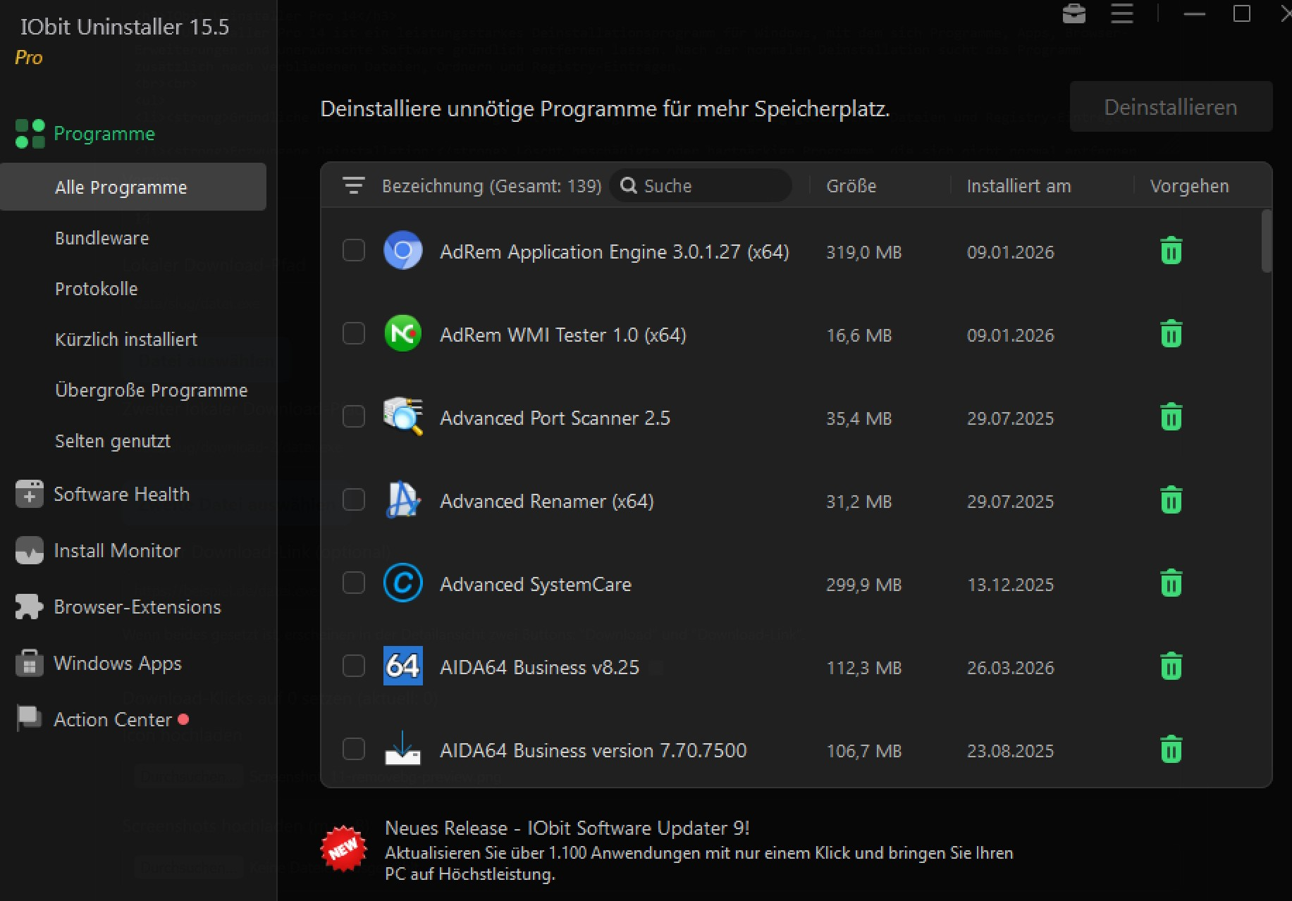 Screenshot von IObit Uninstaller Pro 14