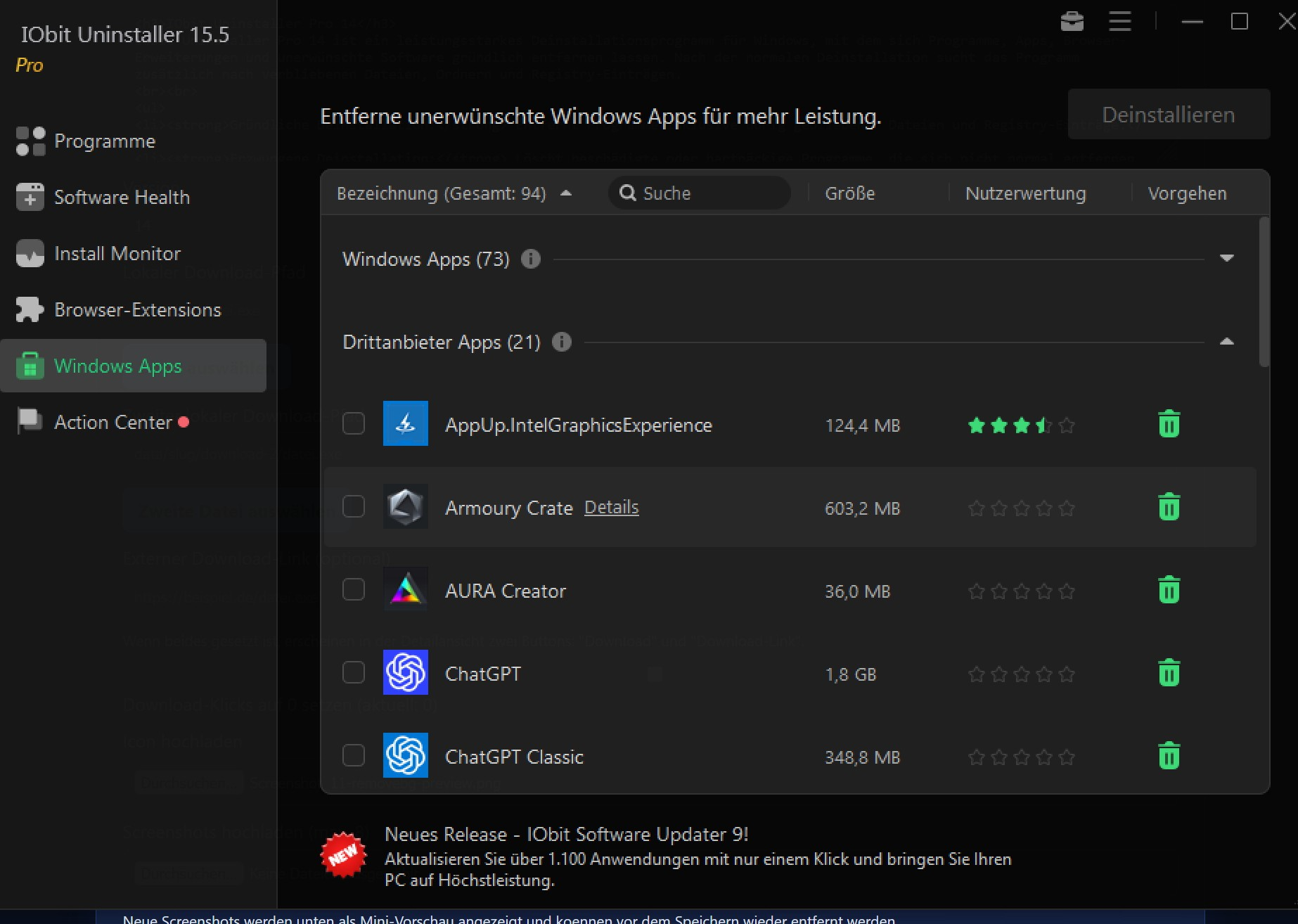 Screenshot von IObit Uninstaller Pro 14