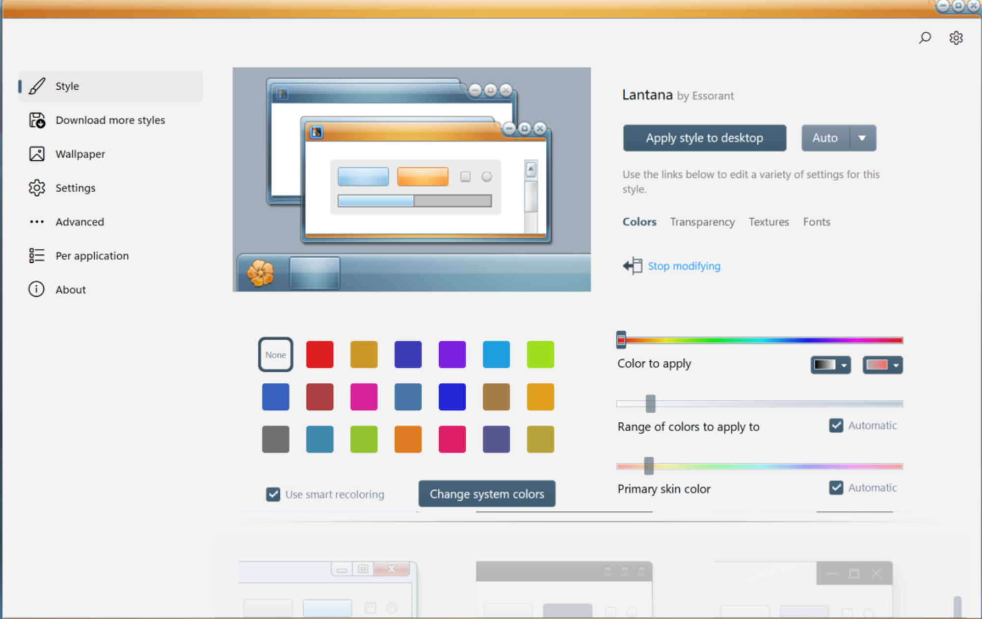 Screenshot von WindowBlinds