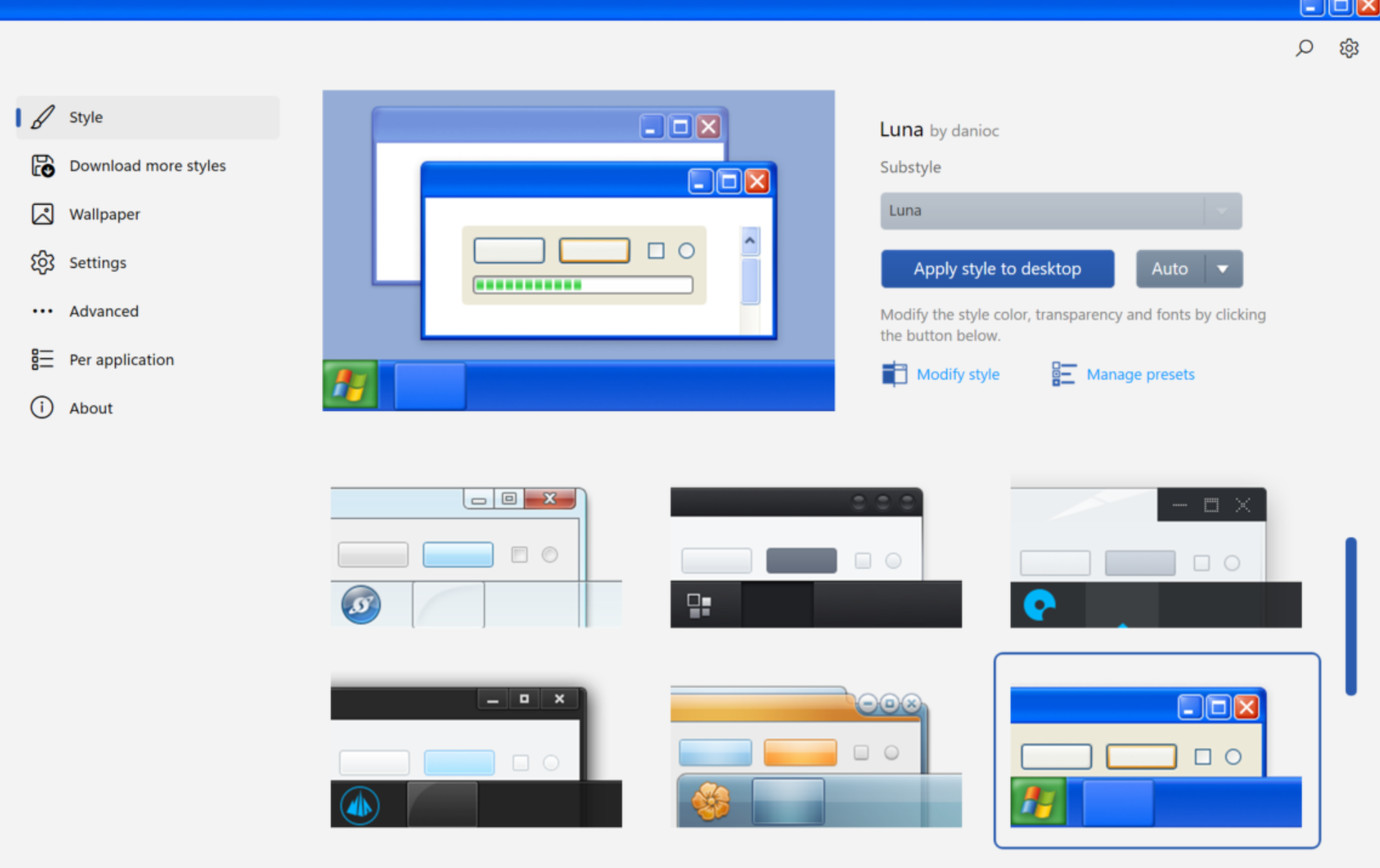 Screenshot von WindowBlinds