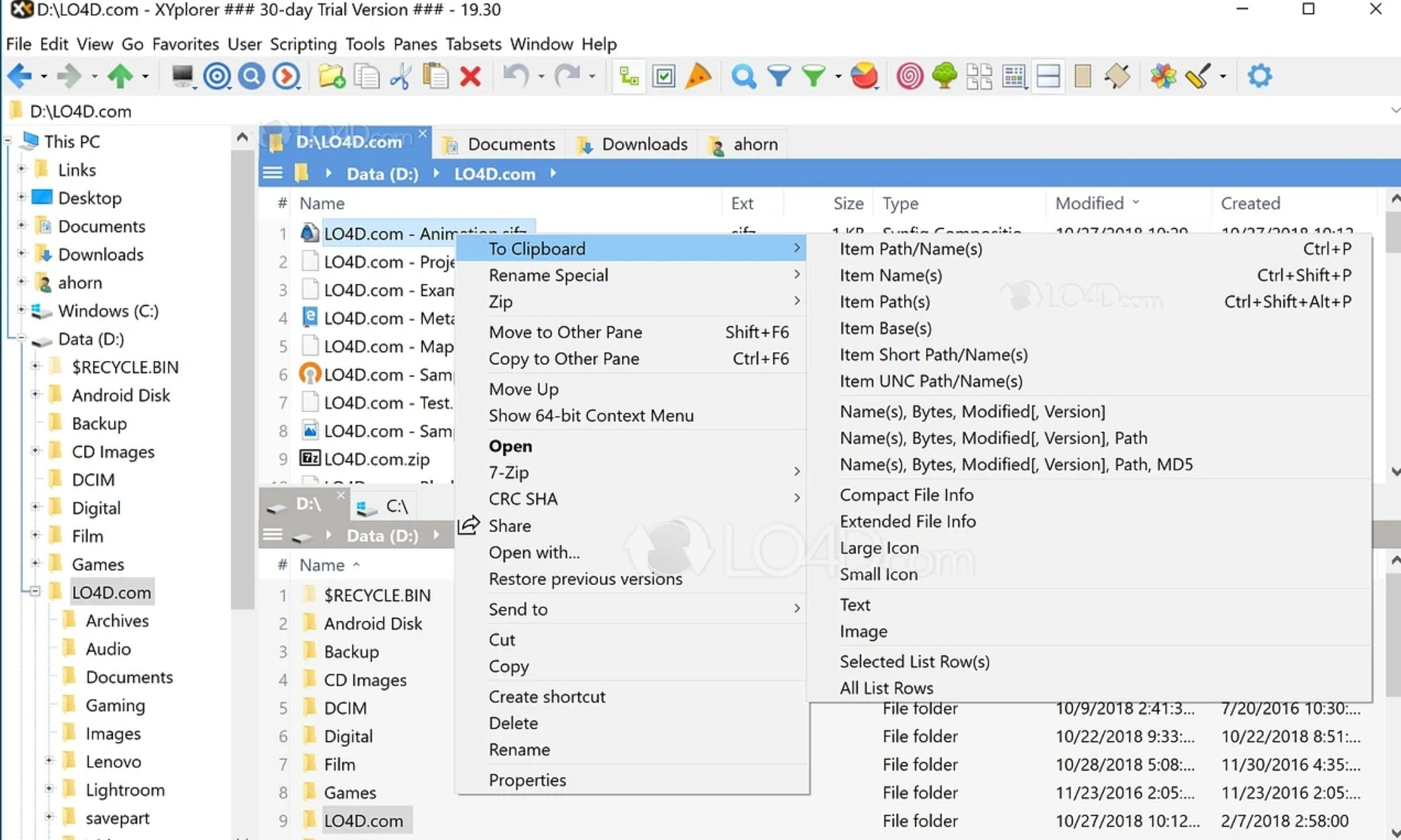 Screenshot von XYplorer