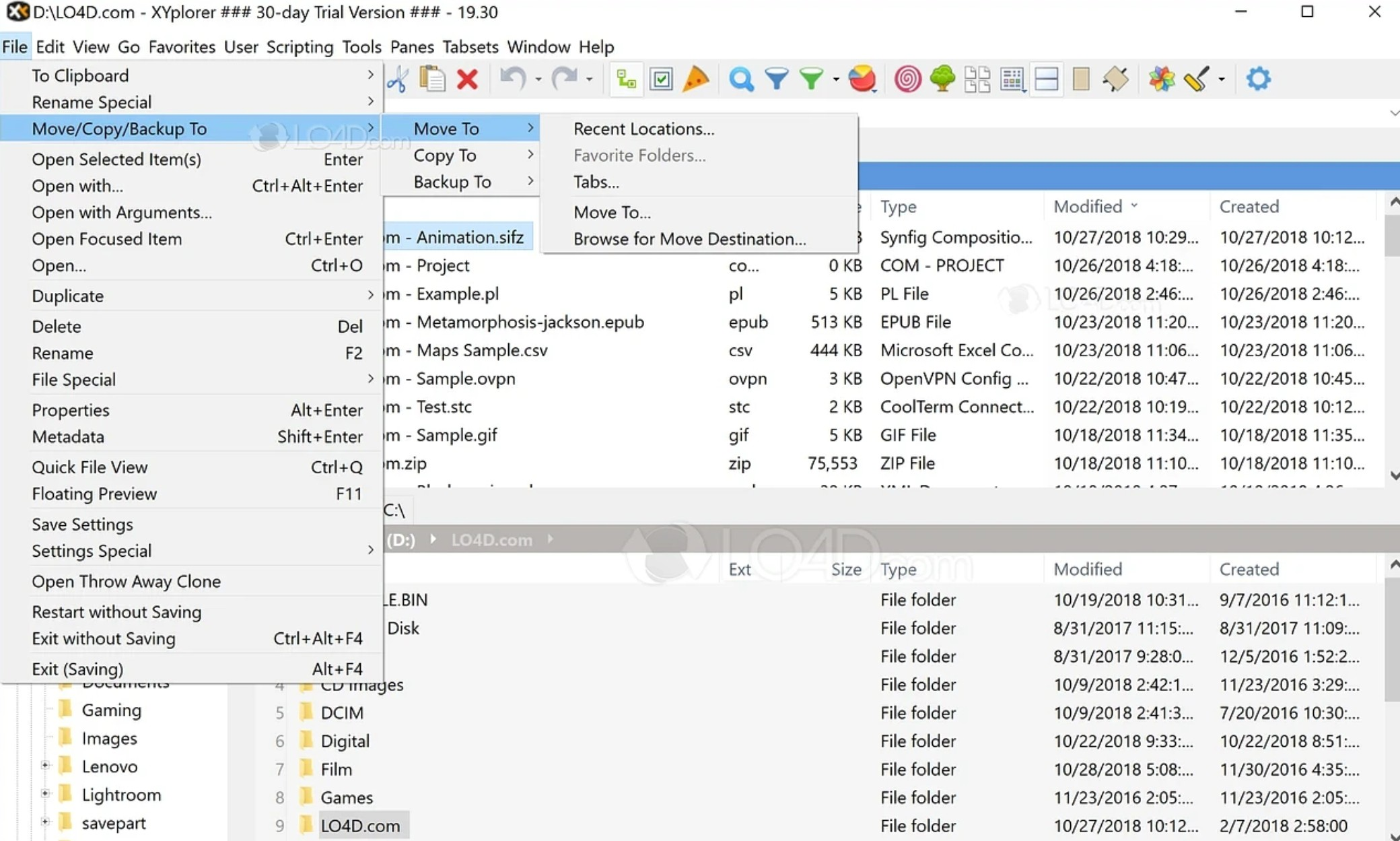 Screenshot von XYplorer