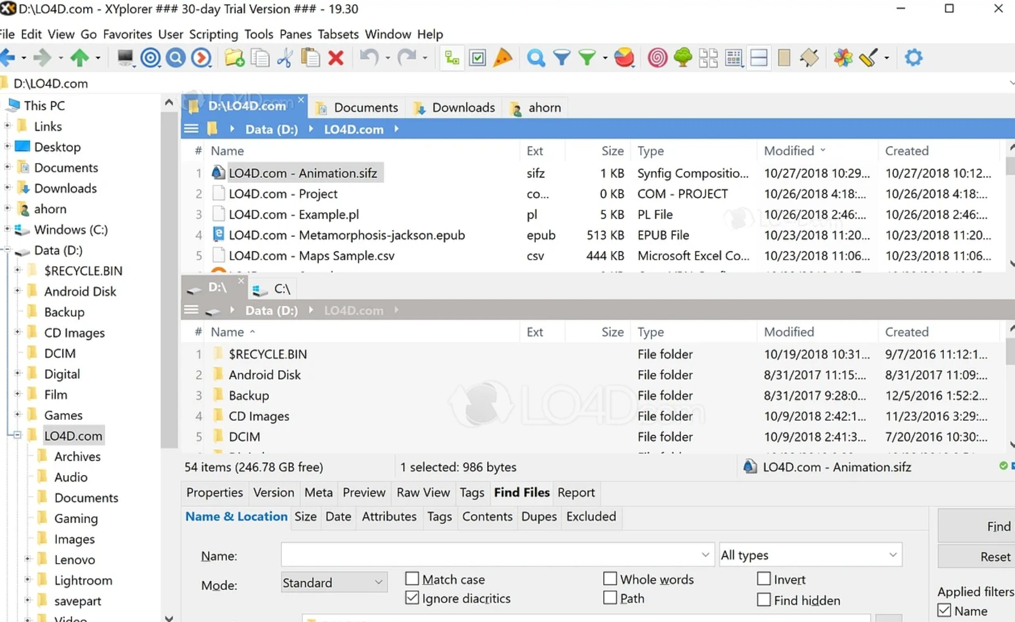 Screenshot von XYplorer