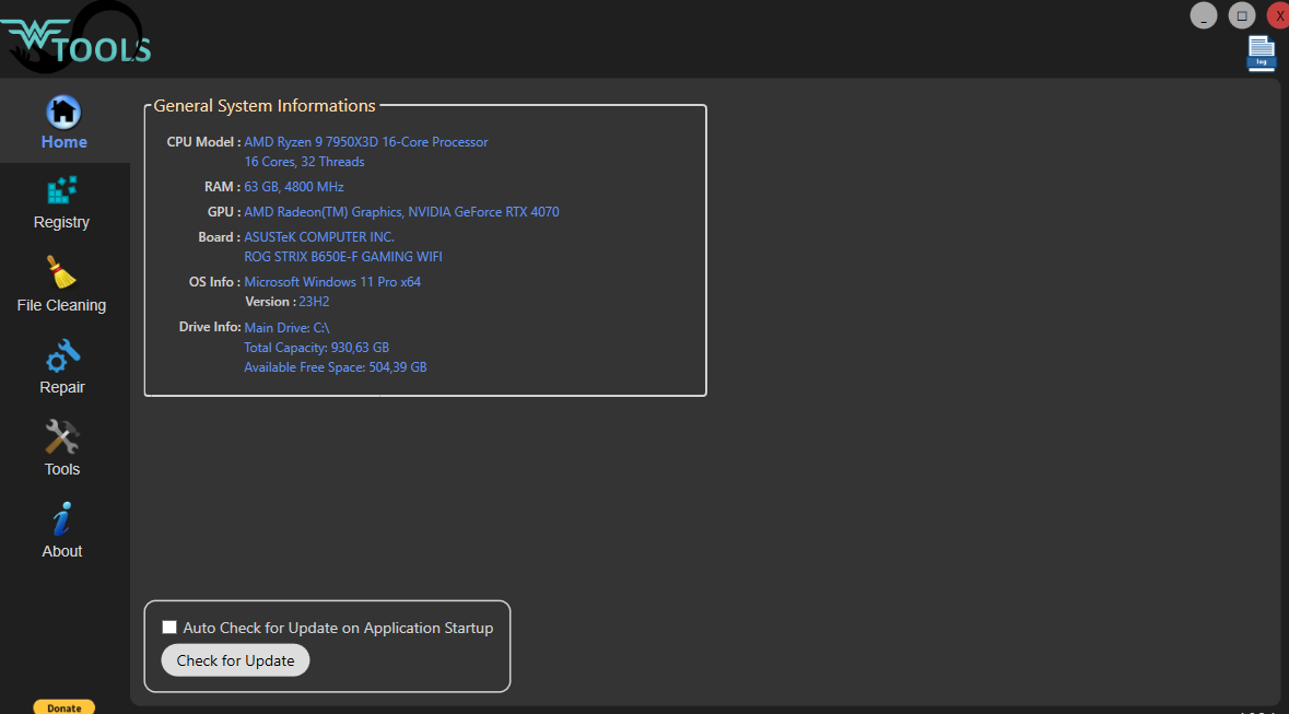Screenshot von Wtools