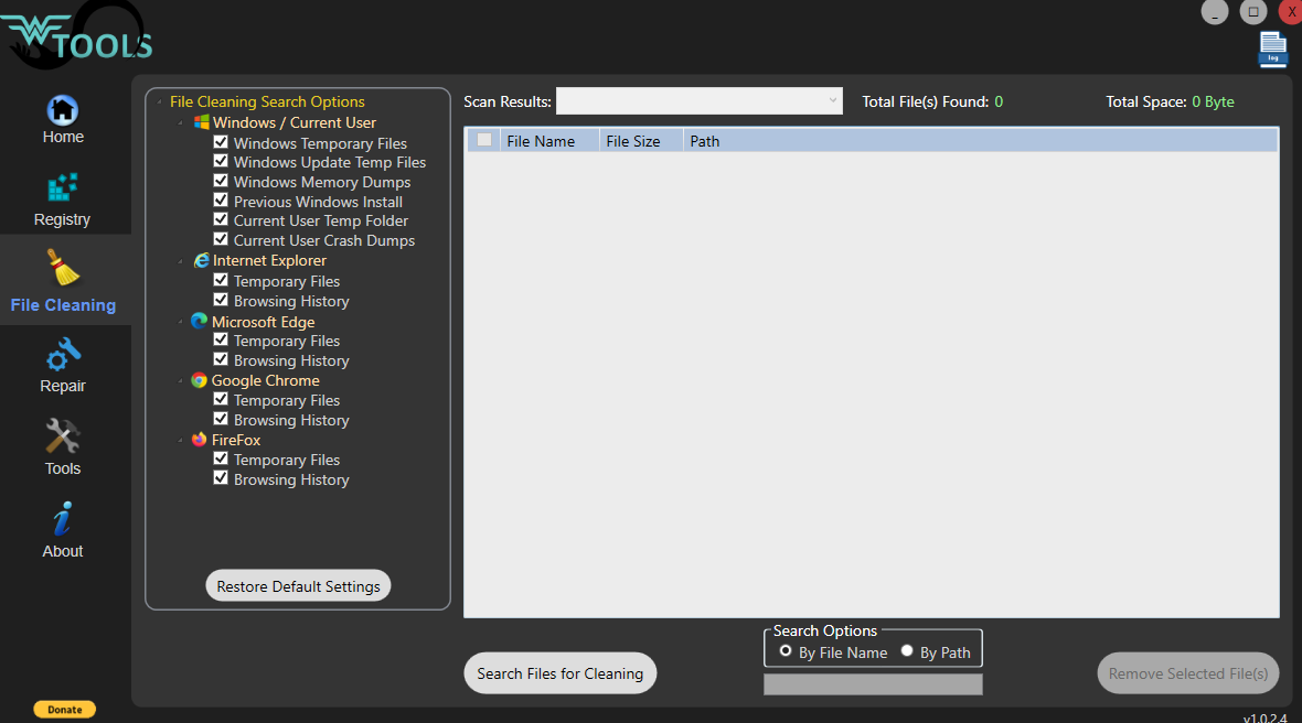 Screenshot von Wtools