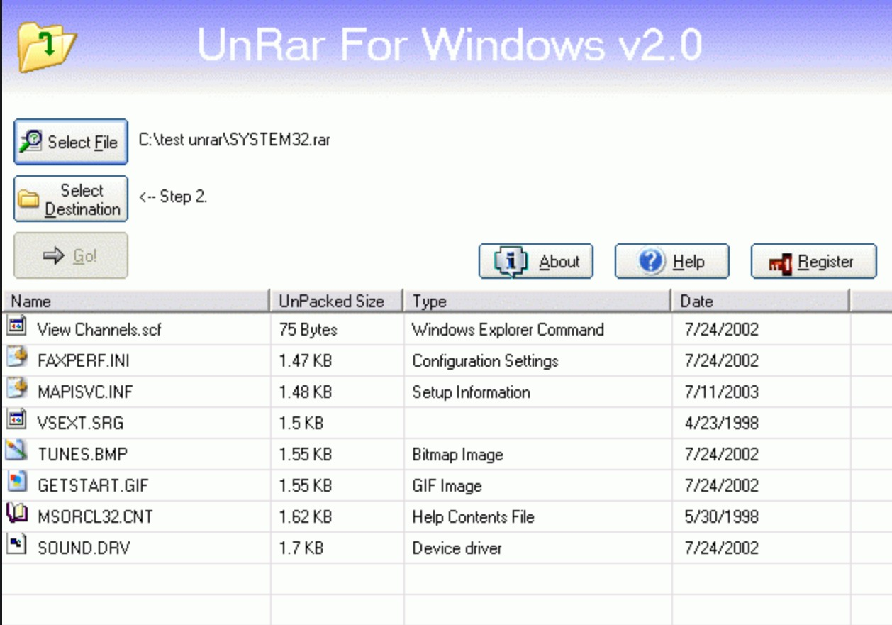 Screenshot von UnRaR